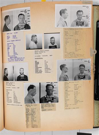 (AMERICAN MUG SHOTS--CRIME LEDGER) An oversized ledger-like album titled Security Dept., with over 500 mug shots from the Oregon St